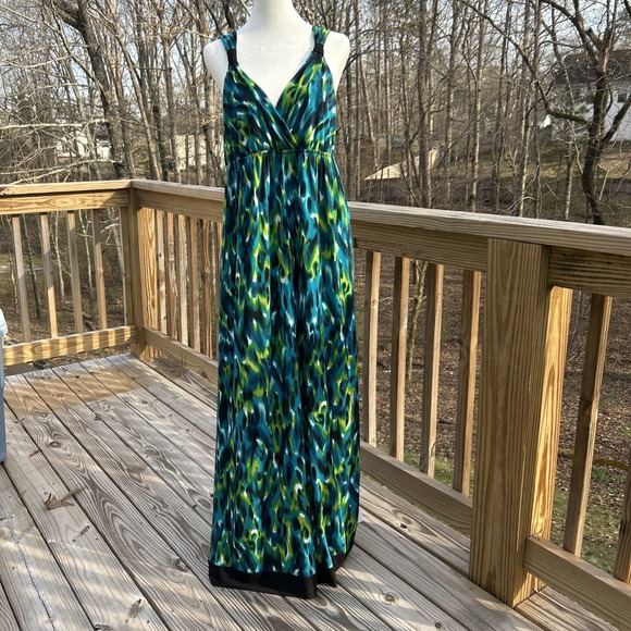 AB Studio Dresses & Skirts - Maxi Dress Women's XL Blue Green Abstract Coastal Casual Mom Vacation ABStudio